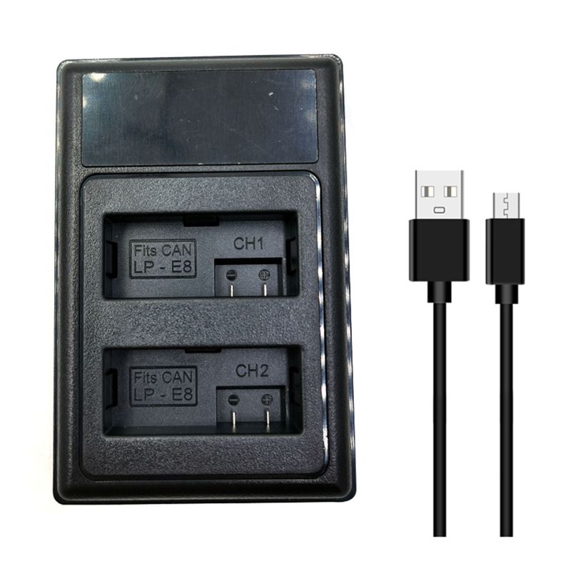 LP-E8 Charger LCD USB Dual Battery Charger for Canon EOS