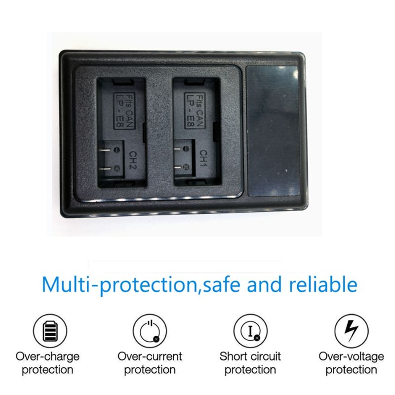 LP-E8 Charger LCD USB Dual Battery Charger for Canon EOS