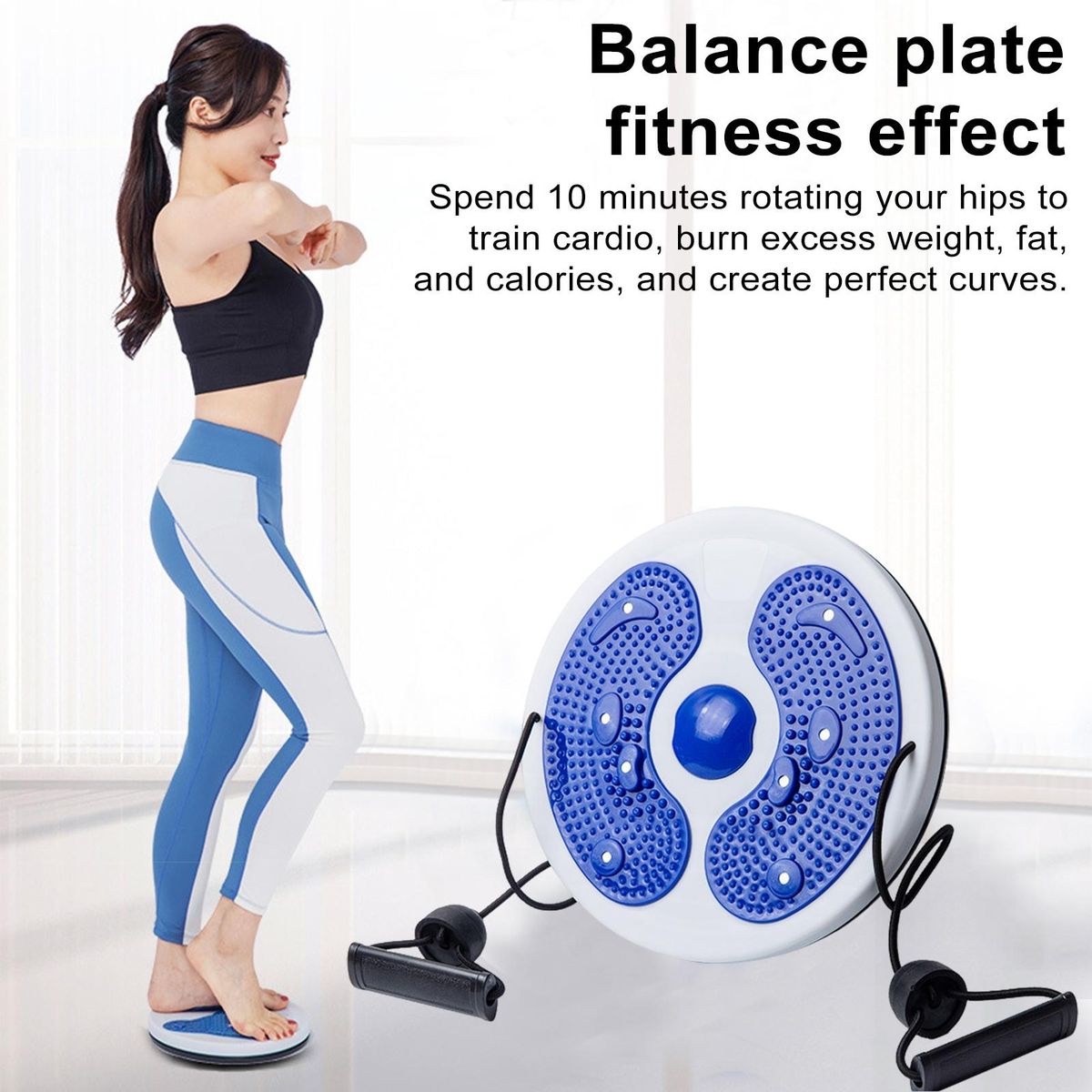 Waist Twist Board Twist Tone Balance Board with Foot for Weight Blue