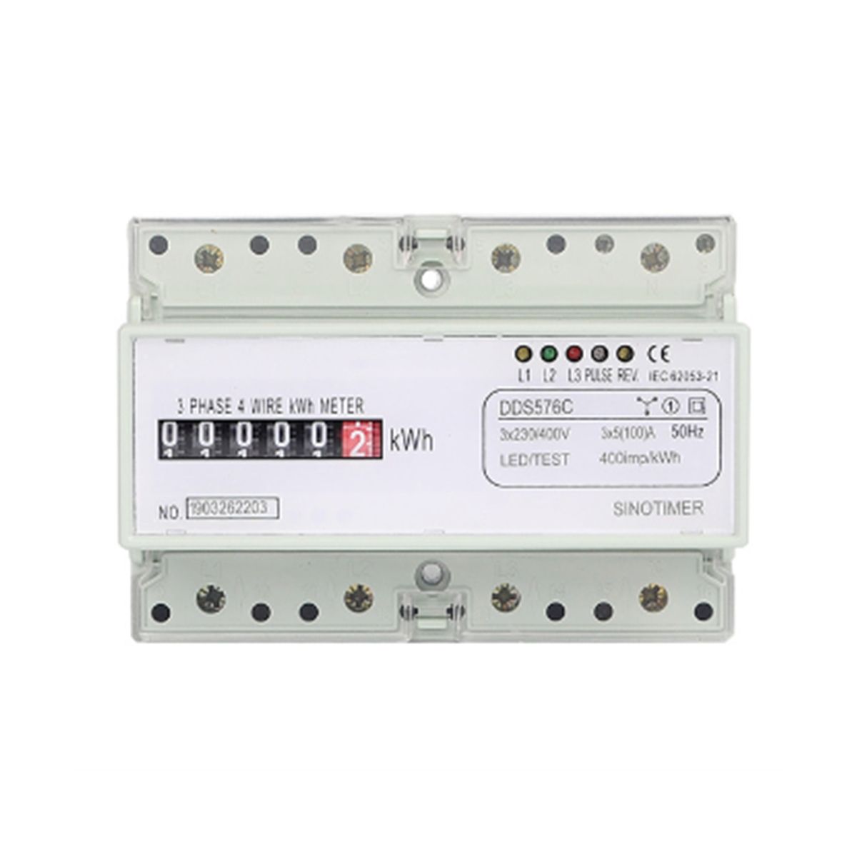 Three Phase 4 Wires Digital Power Electric Electricity Meter KWh Power Consumption Monitor DIN Rail Mount AC 380V 400V B