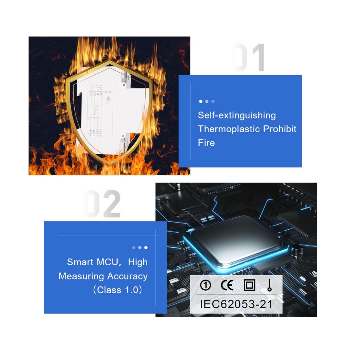 Three Phase 4 Wires Digital Power Electric Electricity Meter KWh Power Consumption Monitor DIN Rail Mount AC 380V 400V B