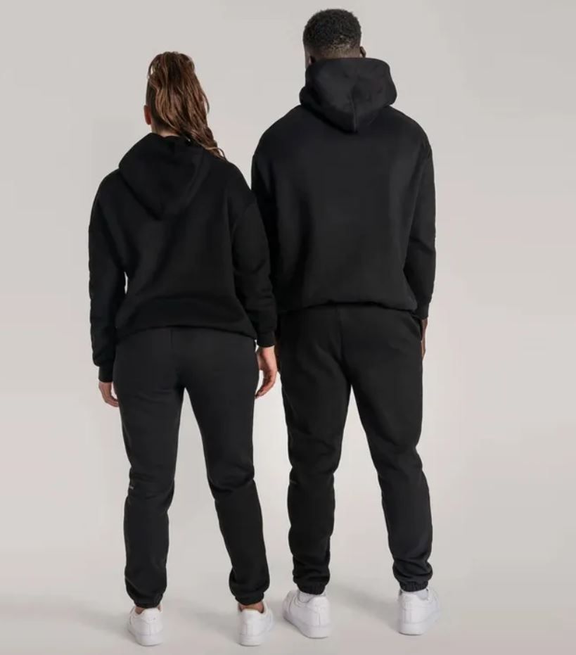 Simple Casual 2 In 1 Sweatshirt Hoodie And Joggers - Couple Up And Down - Black