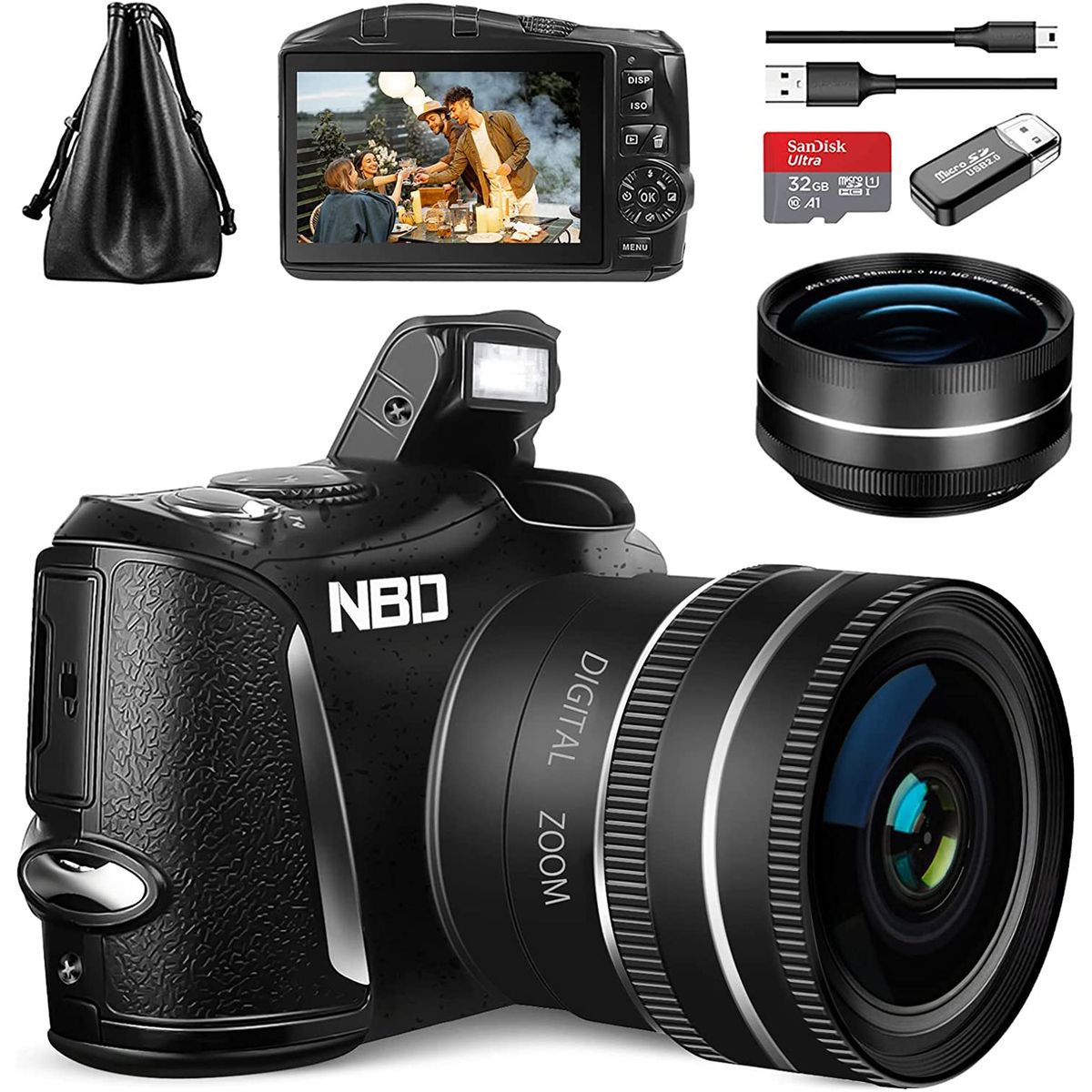 32GB SD Card-Digital Camera Vloing Camera For Photography 4K/30FPS Ultra HD 48MP 16X Digital Zoom