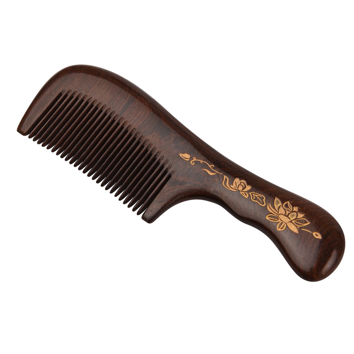 Wooden Hair Comb Fine Tooth Comb With Handle For Women No