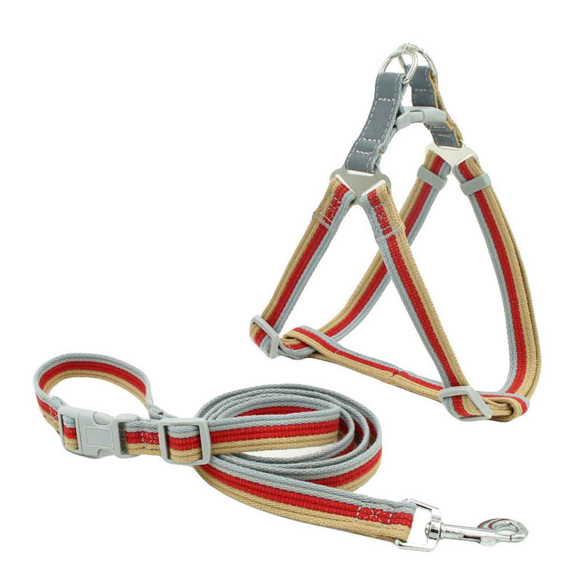 Pet Leashes Set Reflective Stripe Anti-escape Adjustable-Red