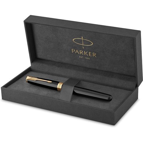 Parker Sonnet Black Lacquer Fountain Pen, Medium Nib, Ink