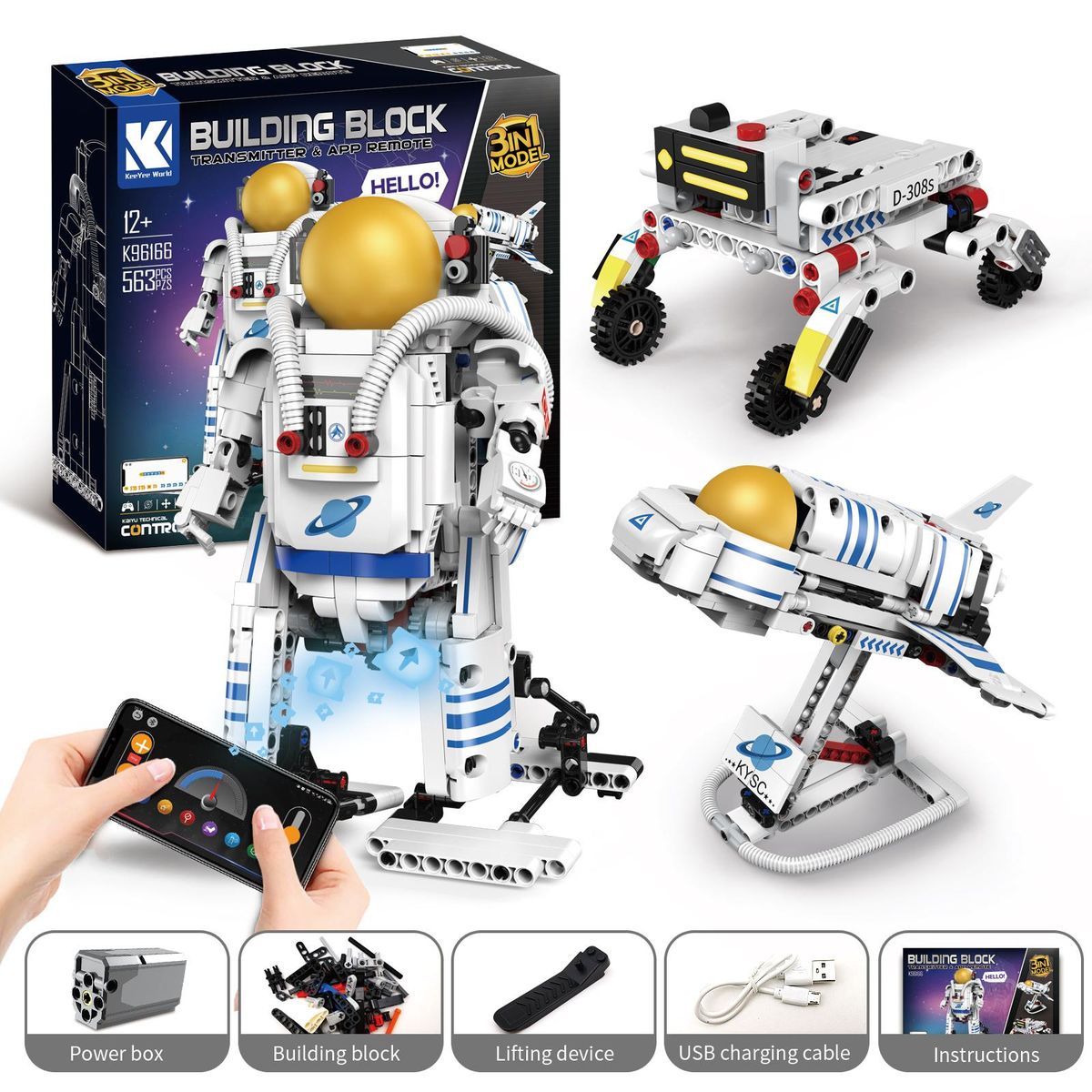 K96166 RC Toys Programming Transformer Building Blocks Astronaut Educational toys for children