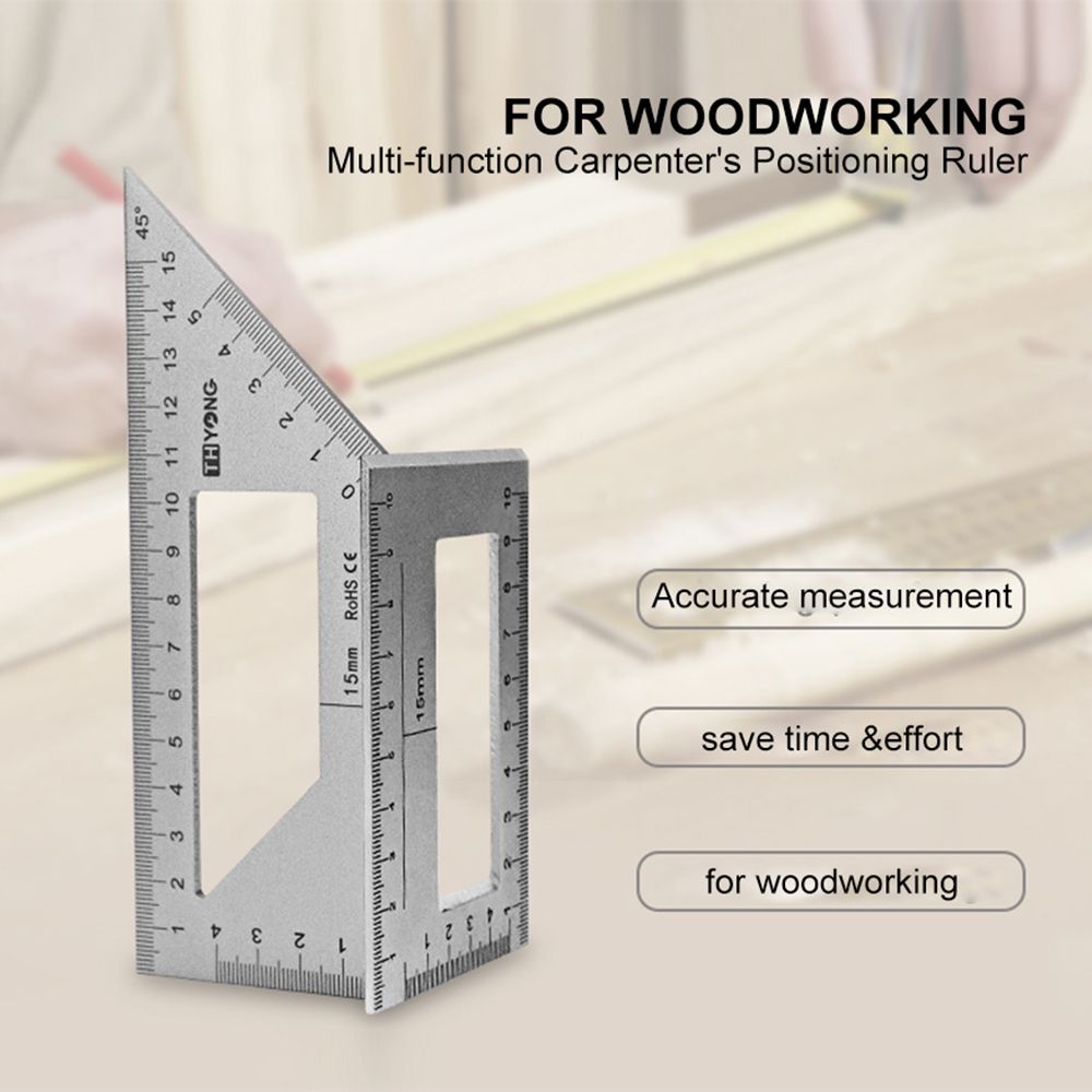 Multifunctional Ruler Stainless Steel Square 45/90 Degree