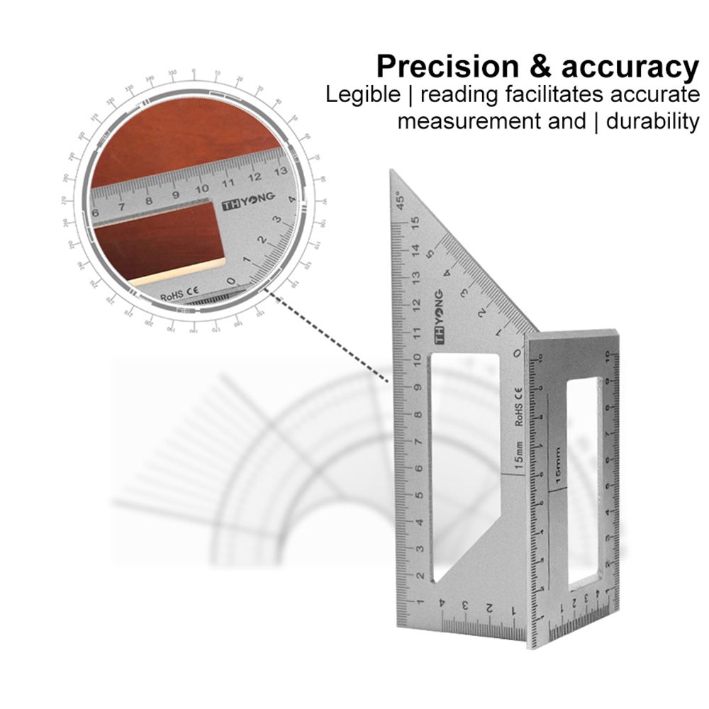 Multifunctional Ruler Stainless Steel Square 45/90 Degree