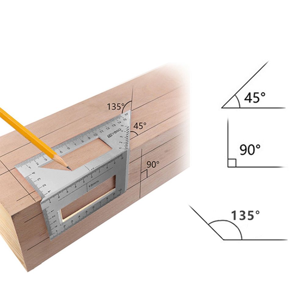 Multifunctional Ruler Stainless Steel Square 45/90 Degree