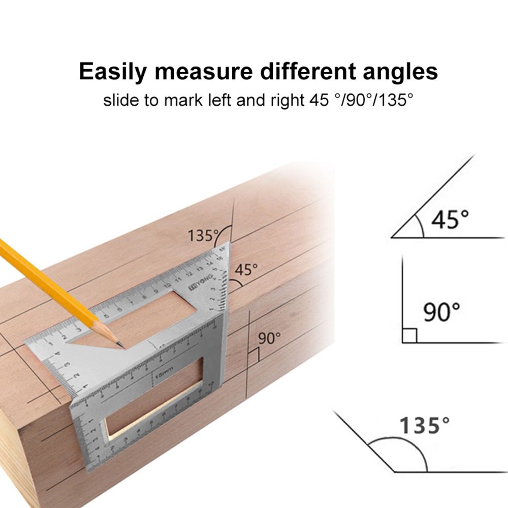 Multifunctional Ruler Stainless Steel Square 45/90 Degree