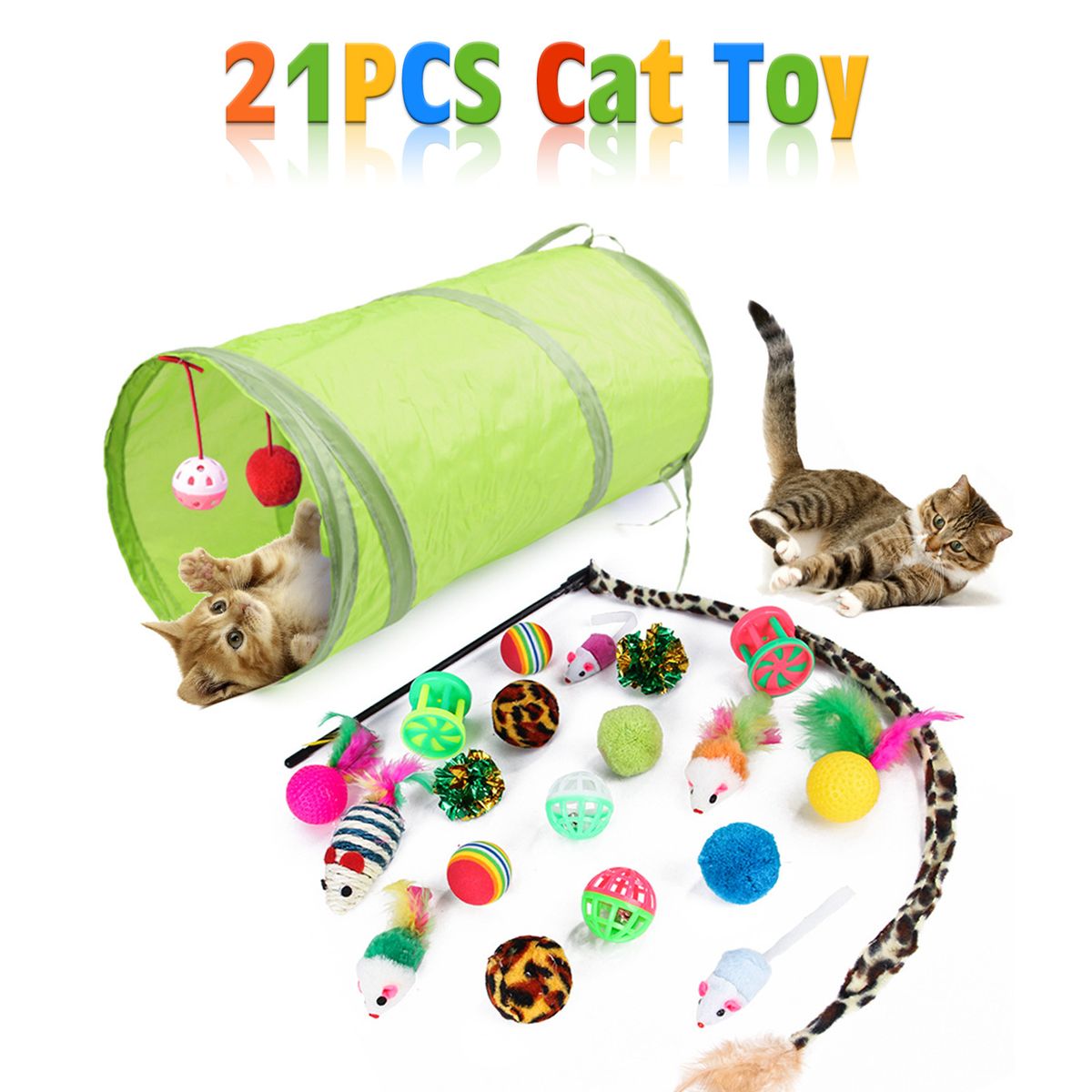 21PCS Cat Toy Kitten Toys Variety Pack Set Including Feather