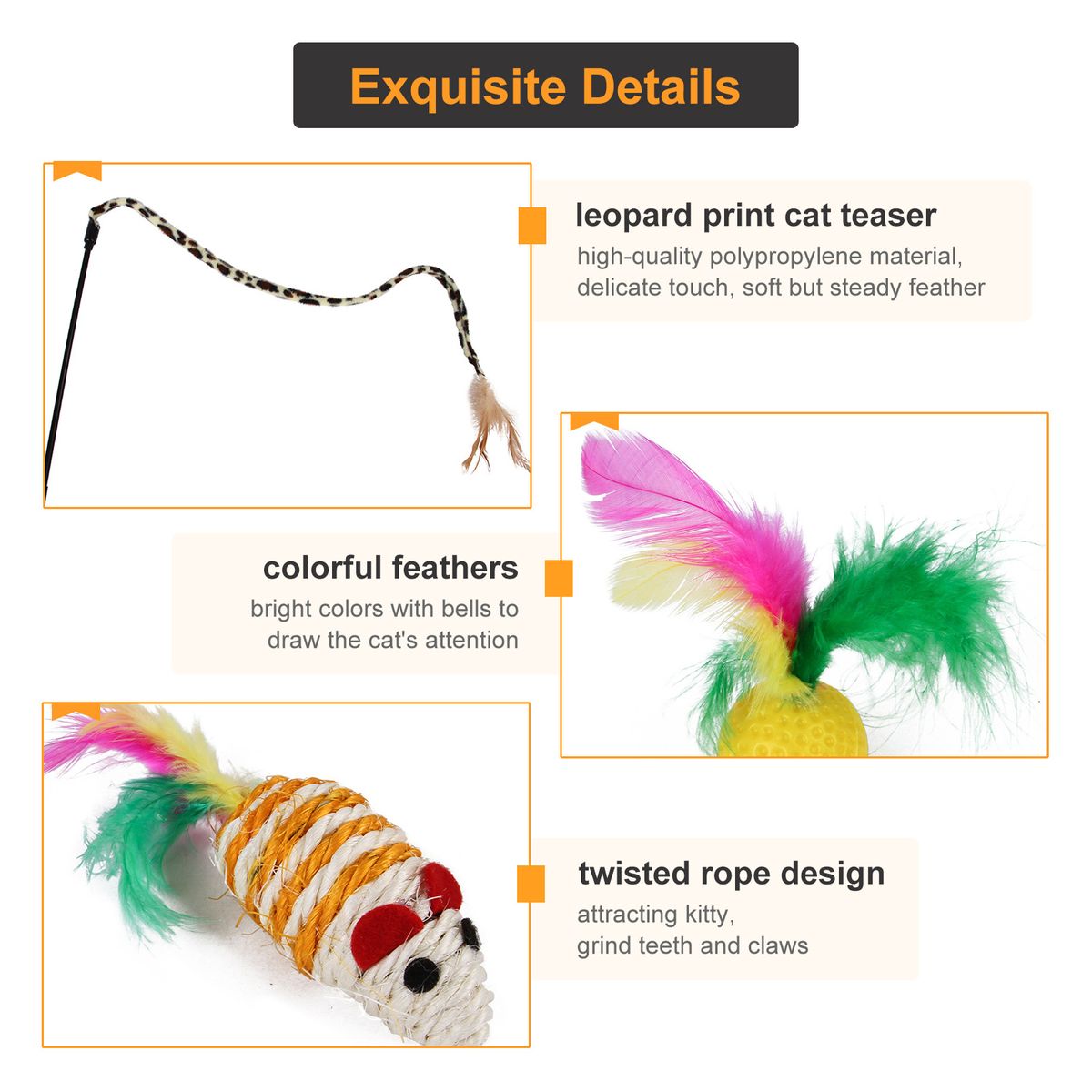 21PCS Cat Toy Kitten Toys Variety Pack Set Including Feather