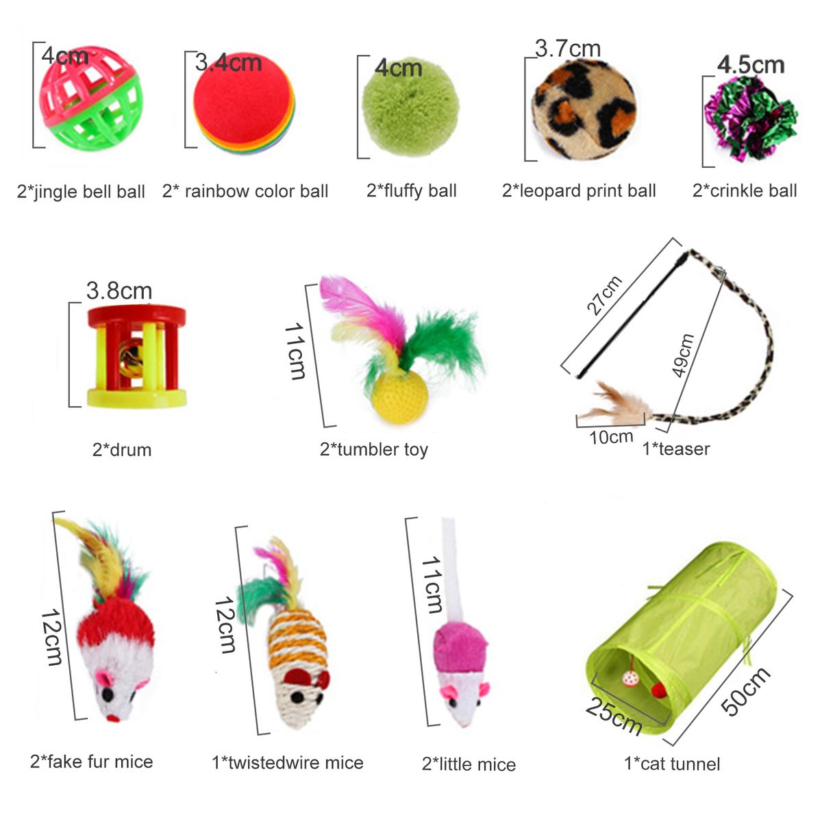 21PCS Cat Toy Kitten Toys Variety Pack Set Including Feather