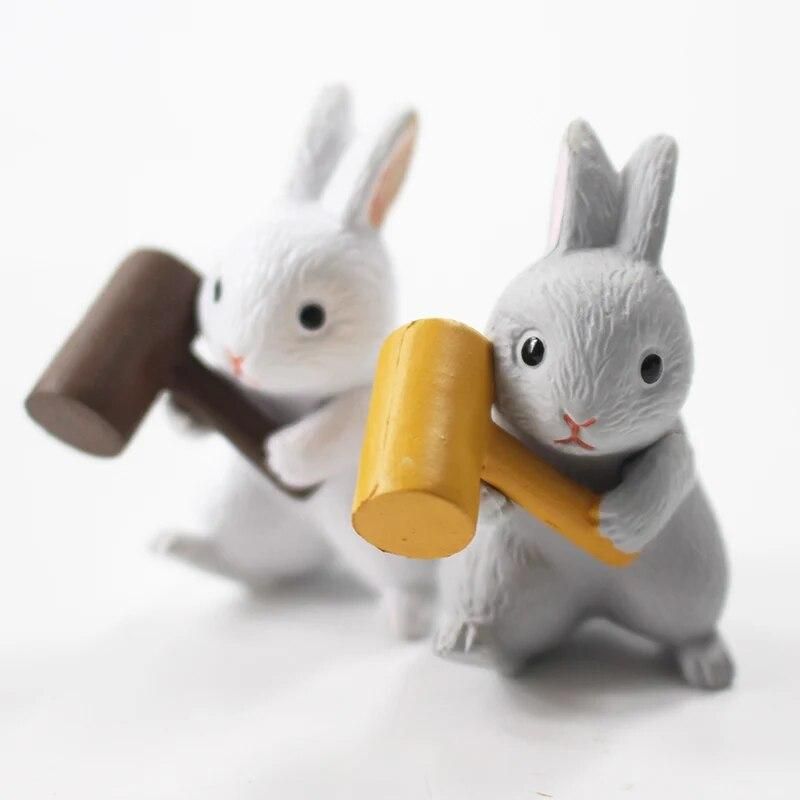 12pcs/lot 3-4cm Cartoon Cute Mini Rabbits Kawaii Animal Statue PVC Action Figure Collectible Model Toy Gifts For Kids