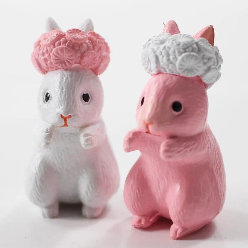12pcs/lot 3-4cm Cartoon Cute Mini Rabbits Kawaii Animal Statue PVC Action Figure Collectible Model Toy Gifts For Kids