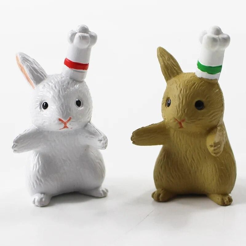 12pcs/lot 3-4cm Cartoon Cute Mini Rabbits Kawaii Animal Statue PVC Action Figure Collectible Model Toy Gifts For Kids