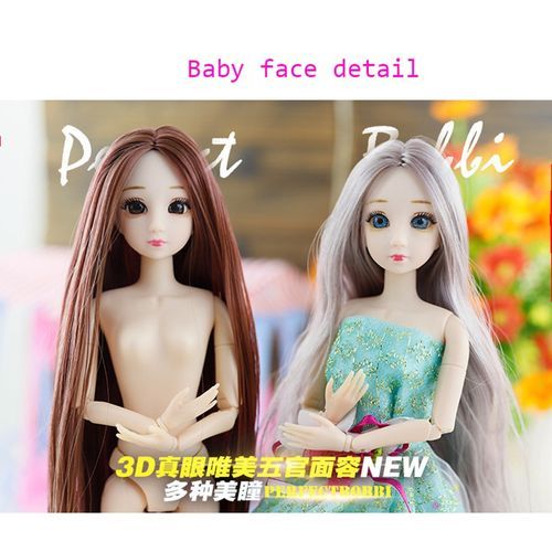 Movable Jointe Dolls 3D Eyes For Girls Toys Long Wi*g