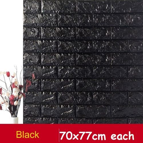 3d Self Adhesive Pe Foam Brick Wallpaper Sticker Black