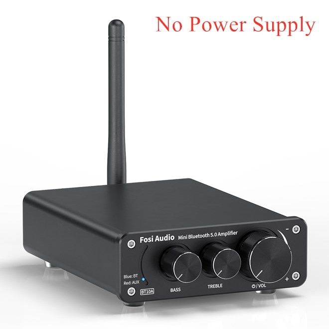 Fosi Audio 10A Bluetooth 5.0 Stereo Amplifier Receiver ClD Mini HiFi Integrated Amp For Speakers 50W*2  Treble & Bass