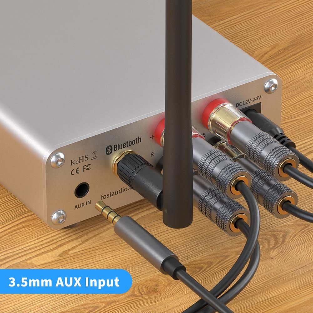 Fosi Audio 10A Bluetooth 5.0 Stereo Amplifier Receiver ClD Mini HiFi Integrated Amp For Speakers 50W*2  Treble & Bass