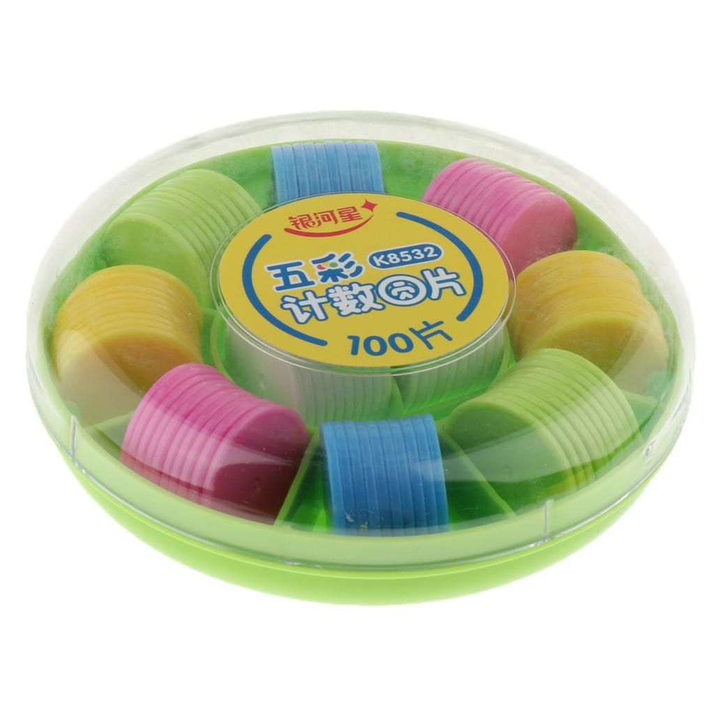 100Pcs Multi-Color Math Montessori Counters Kids Math Counting Toy W/