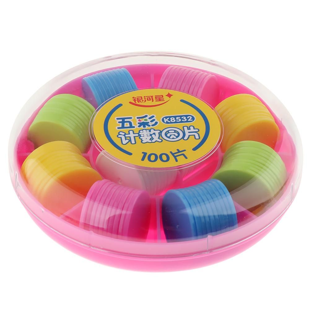 100Pcs Multi-Color Math Montessori Counters Kids Math Counting Toy W/