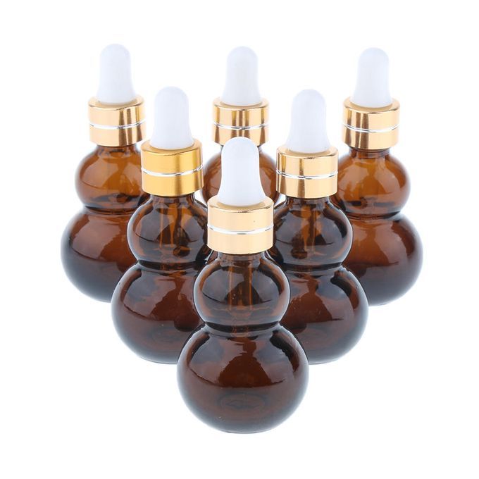 6pcs Amber Empty Refillable Glass Dropper Bottles For Essential Oil