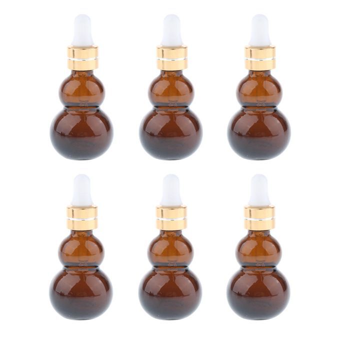 6pcs Amber Empty Refillable Glass Dropper Bottles For Essential Oil