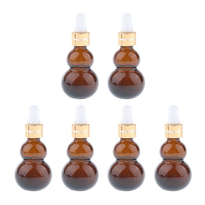 6pcs Amber Empty Refillable Glass Dropper Bottles For Essential Oil