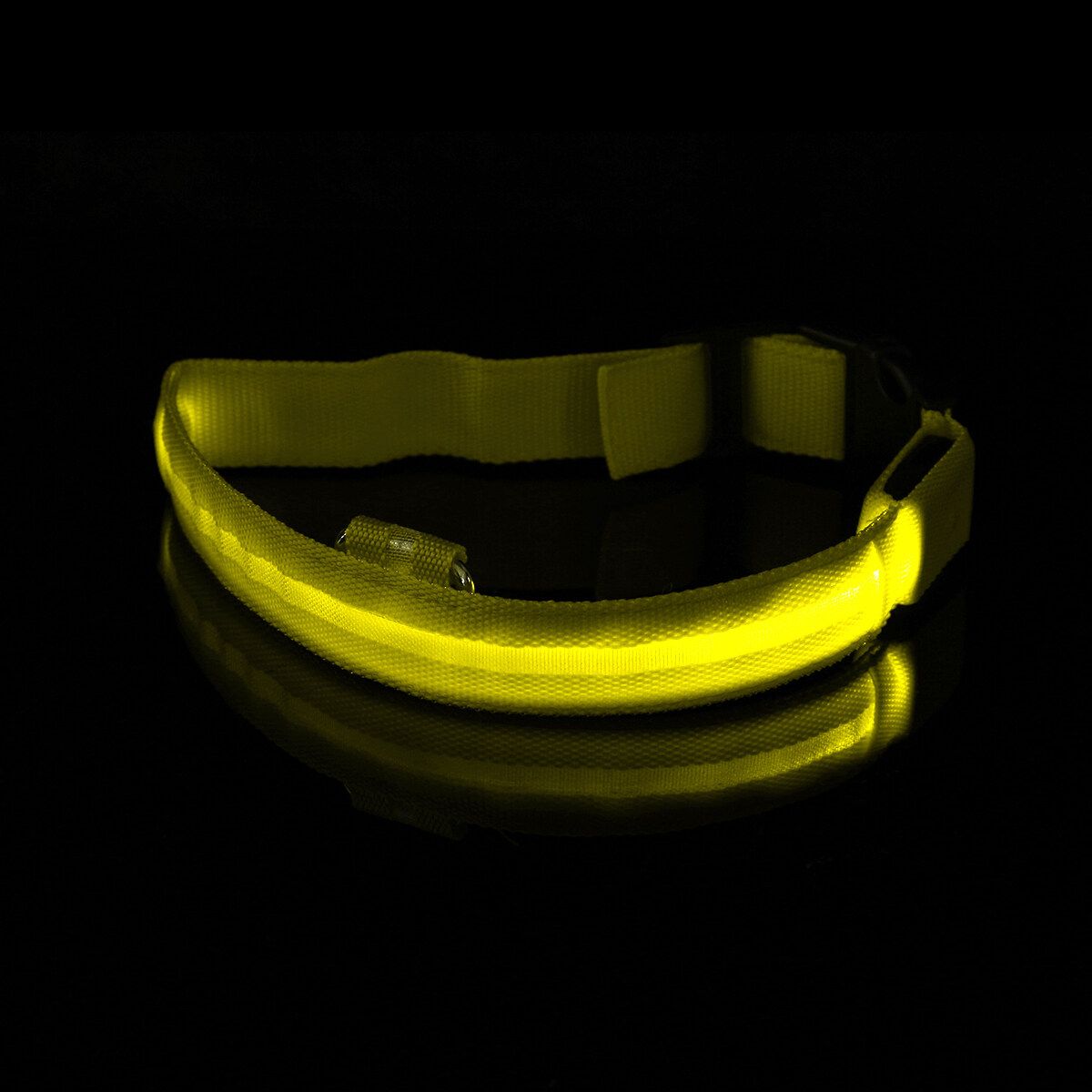Adjustable LED Dog Pet Luminous Collar Rechargeable Safety Flashing Necklace Yellow