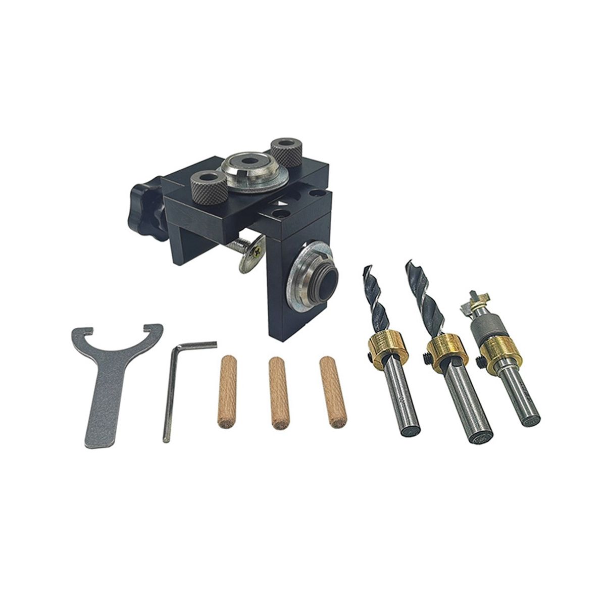 Carpenter's 3-In-1 Punch Locator Without Clamping Table Hole Opener Round Wood Tenon Tool Furniture Punch Locator Set