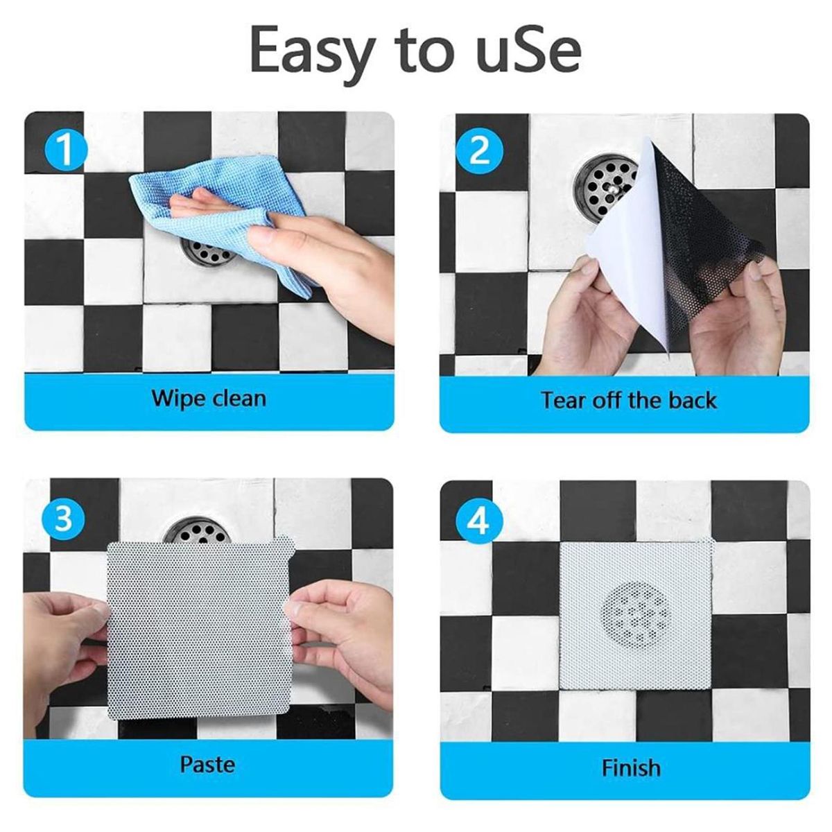 10Pcs Floor Drain Cover Disposable Shower Drain Hair Catcher