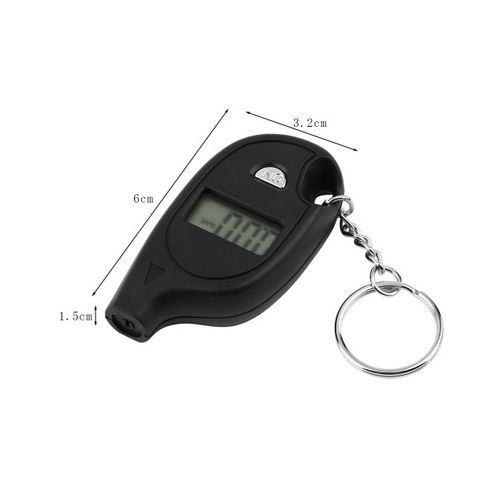 Keychain LCD Digital Tire Tyre Air Pressure Gauge - Black