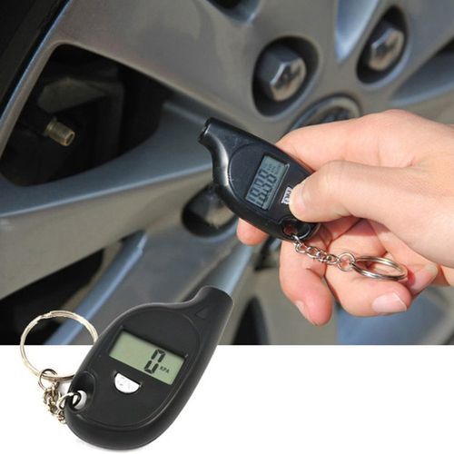 Keychain LCD Digital Tire Tyre Air Pressure Gauge - Black
