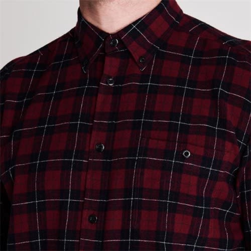 Long Sleeve Check Shirt Burgundy