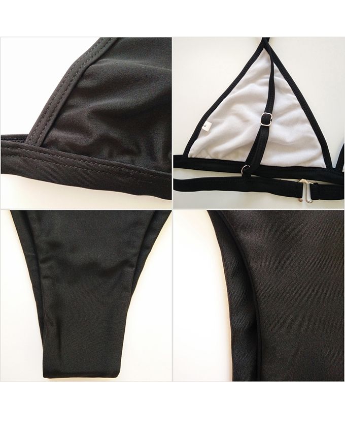 New Sexy Solid Color Bikini Women Swimsuit Micro Bikini 6-12 Low Waist Swimwear Girl Bathing Suit Adjustable Straps Bikini Set-Black