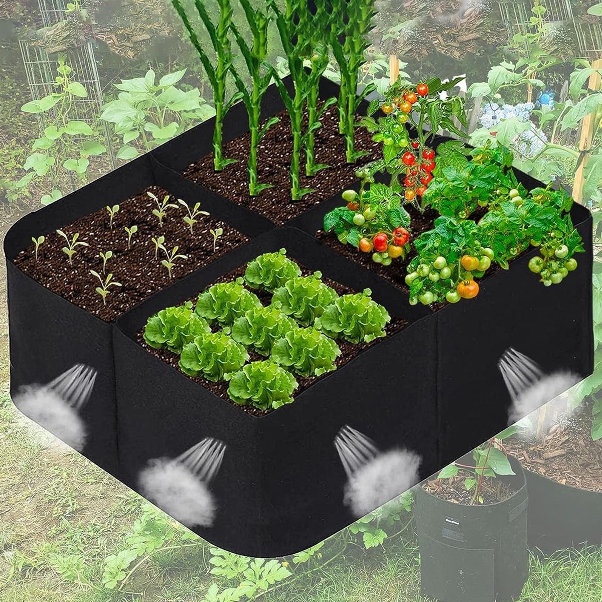 Spiral Root Prevention Bags 4-grid Breathable Non-woven for Potatoes Black
