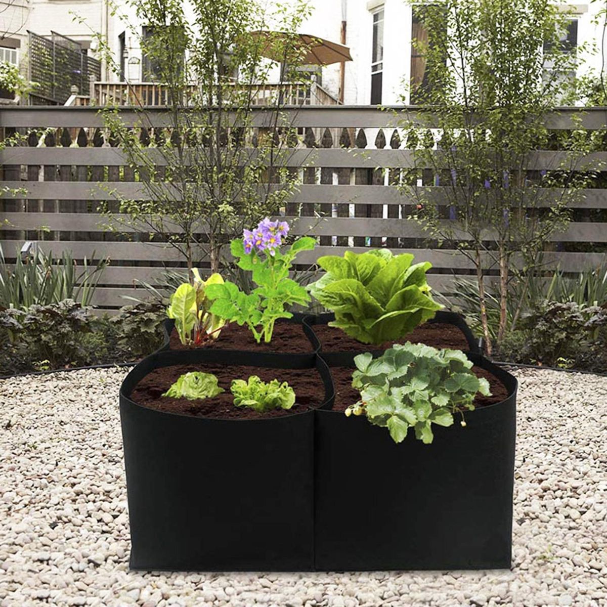 Spiral Root Prevention Bags 4-grid Breathable Non-woven for Potatoes Black