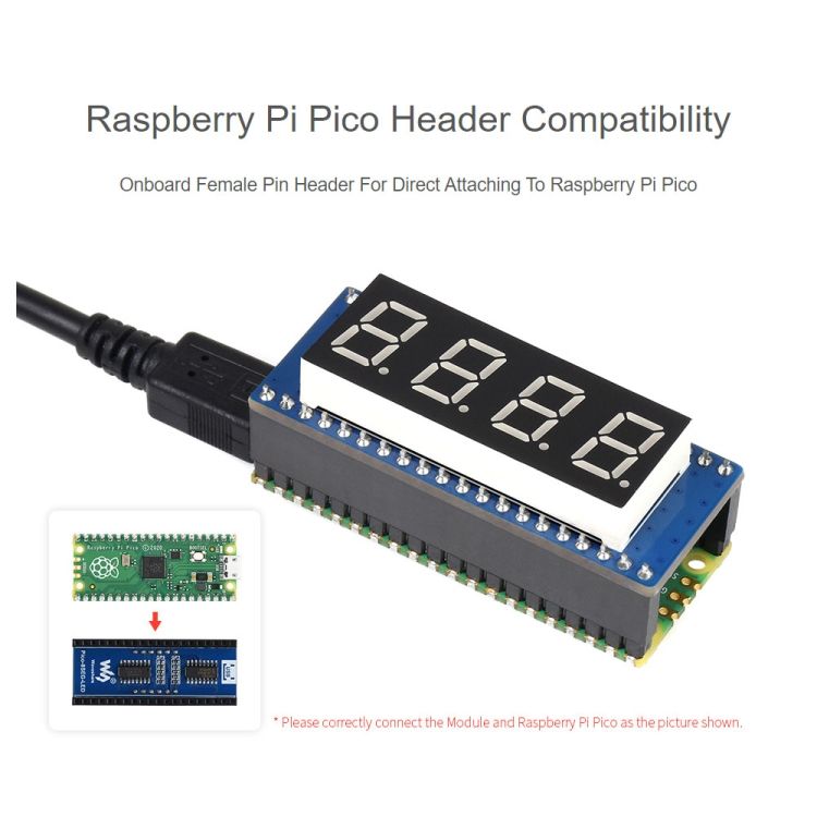 4-digit 8-segment Display Module For Raspberry Pi Pico
