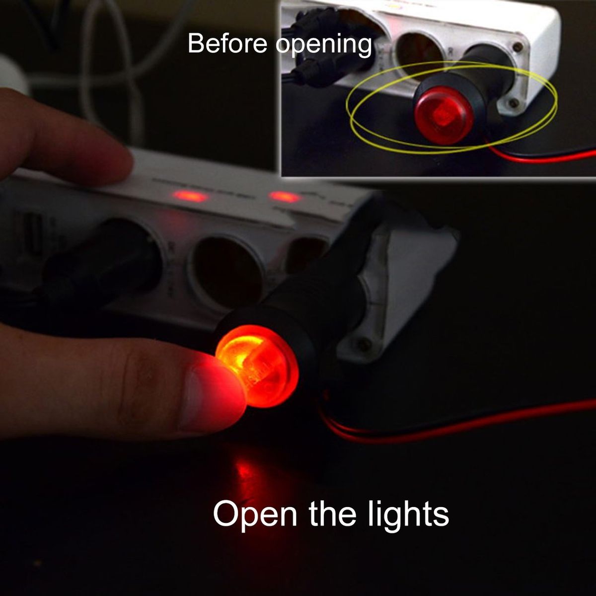 OR 12V/24V Cigarette Lighter Plug With Switch Power Cord Cigar Black&red