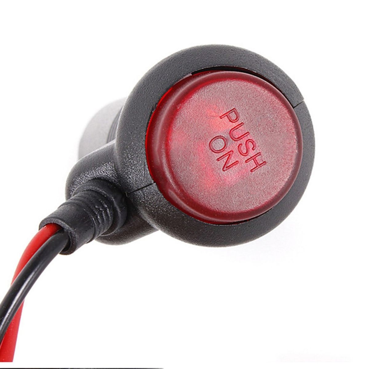 OR 12V/24V Cigarette Lighter Plug With Switch Power Cord Cigar Black&red