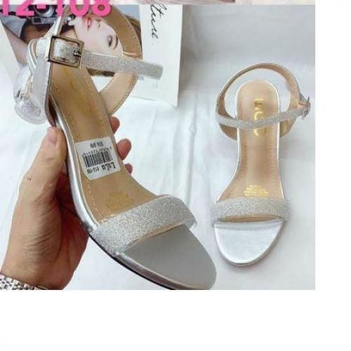 Smart Ladies Round-Glass Heel Sandals - Silver