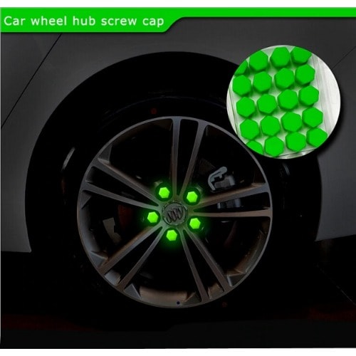 20pcs Silica Gel Car Wheel Nut Protection Cover - Green