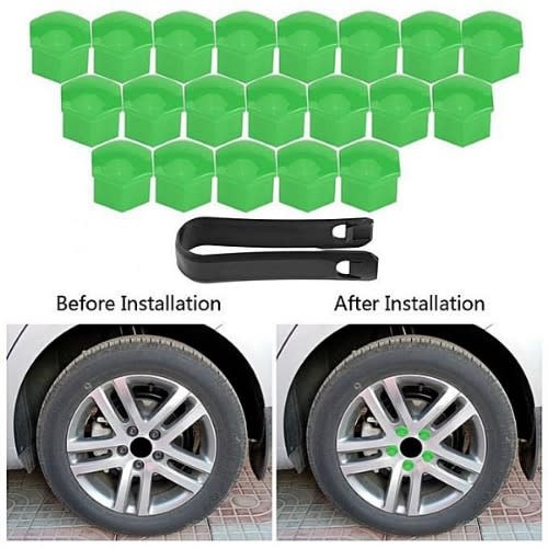 20pcs Silica Gel Car Wheel Nut Protection Cover - Green
