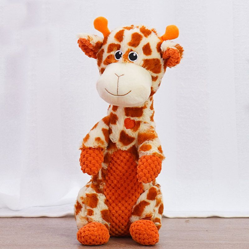 Squeaky Pet Toys For Medium Large Dogs Plush Puppy Big Dog Chew Toys Animals Shape Dog Accessories Lion Dinosaur Pets Supplies-Giraffe