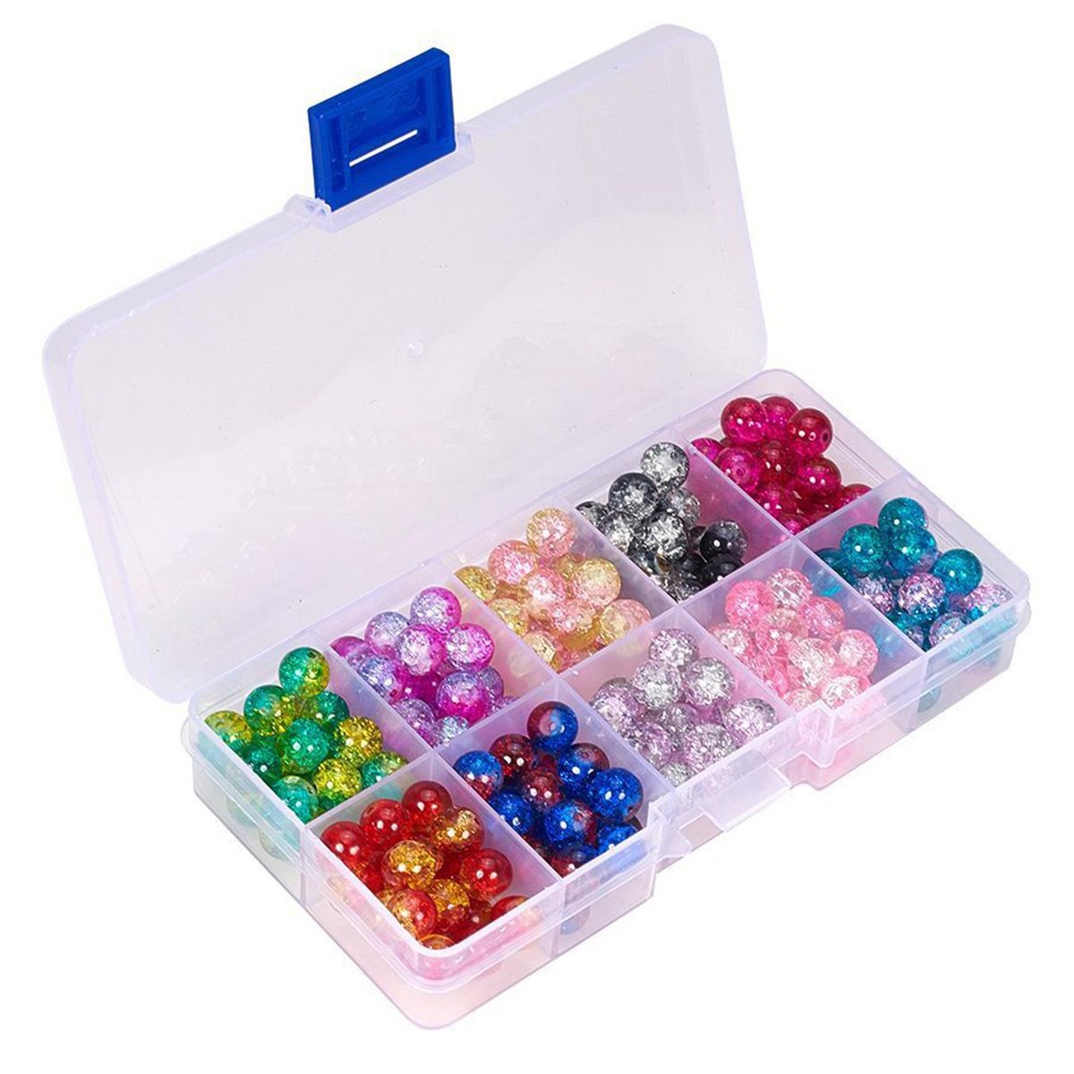 200Pcs Mixed Colour Crackle Glass Beads Jewelry Making Crystal