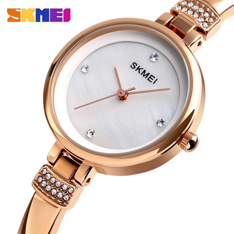 2019 SKMEI Luxury Rhinestone Inlay Female Watch Women Quartz Watches Waterproof Ladies Wristwatches