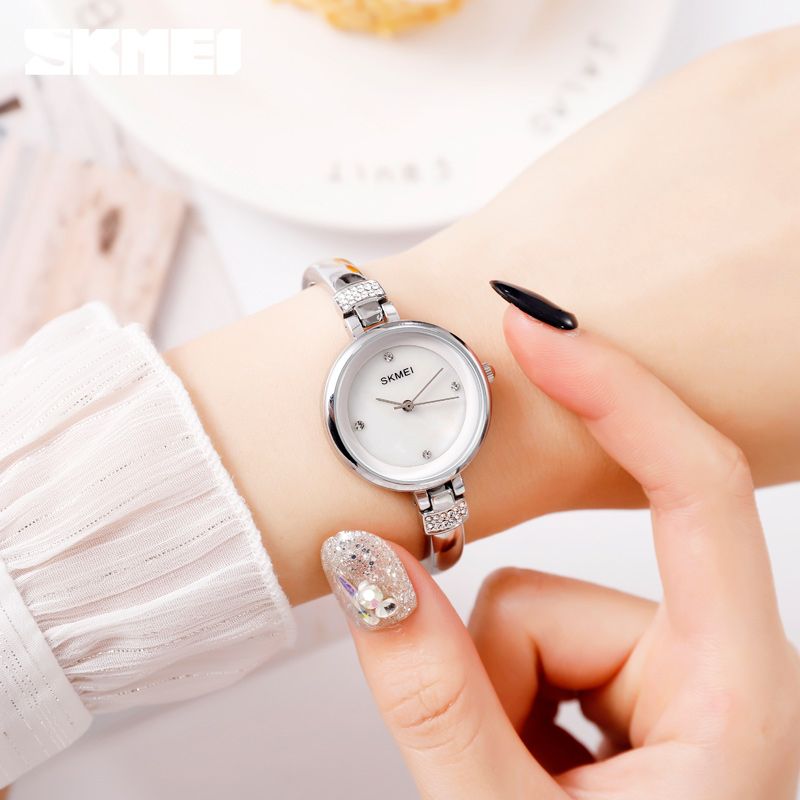 2019 SKMEI Luxury Rhinestone Inlay Female Watch Women Quartz Watches Waterproof Ladies Wristwatches