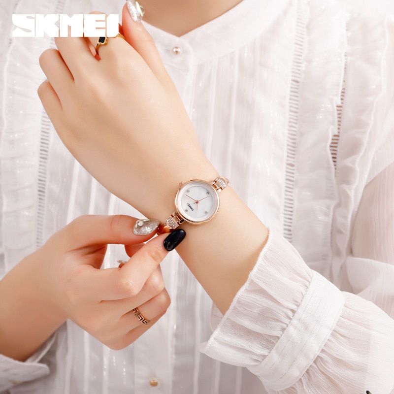 2019 SKMEI Luxury Rhinestone Inlay Female Watch Women Quartz Watches Waterproof Ladies Wristwatches